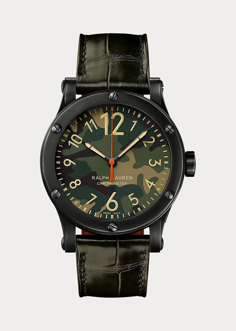 Relojes Ralph Lauren Hombre 45Mm Chronometer Steel Chile Verde Oliva VZDFL-4796